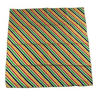 Vintage Symphony Scarfs Rainbow Stripe Blue Yellow Green Red 21" Square Scarf